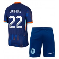 Camisa de Futebol Holanda Denzel Dumfries #22 Equipamento Secundário Infantil Europeu 2024 Manga Curta (+ Calças curtas)